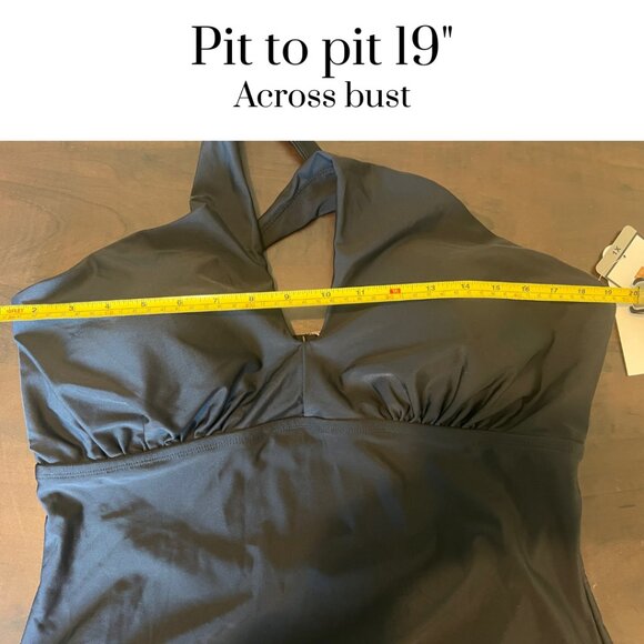 NWT LYSA women's plus size 1X black halter UPF 50+ one piece swimsuit padded bra - Picture 4 of 10